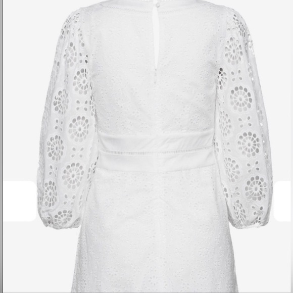 Banana Republic Eyelet Puff-Sleeve White Mini Dress size 12 - Picture 5 of 7